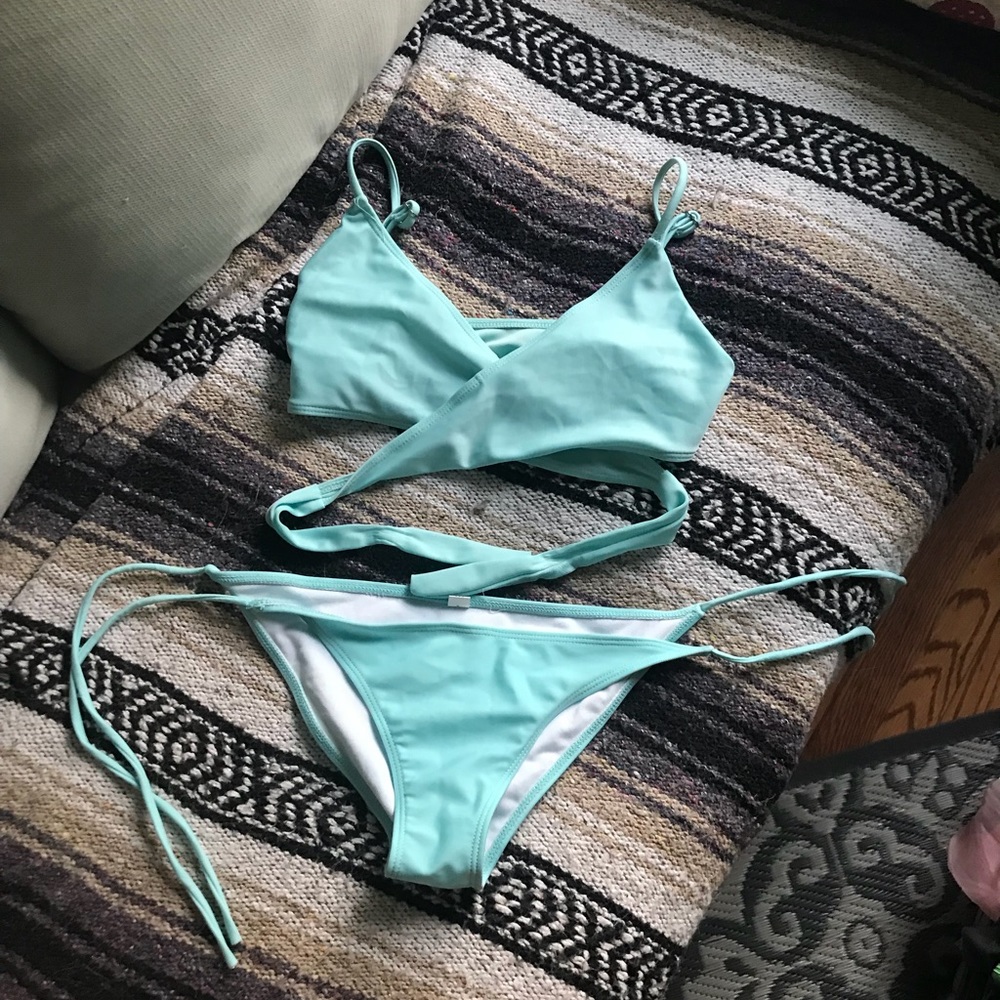 Light blue wrap bikini